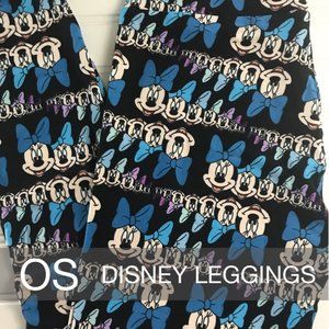 OS Lularoe Leggings Disney Minnie Mouse One Size BRAND NEW blue purple bow